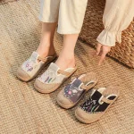 Pastoral style linen old Beijing cloth shoes female students summer canvas shoes lazy one-step handmade breathable fisherman shoes - Image 2