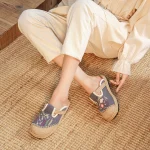 Pastoral style linen old Beijing cloth shoes female students summer canvas shoes lazy one-step handmade breathable fisherman shoes